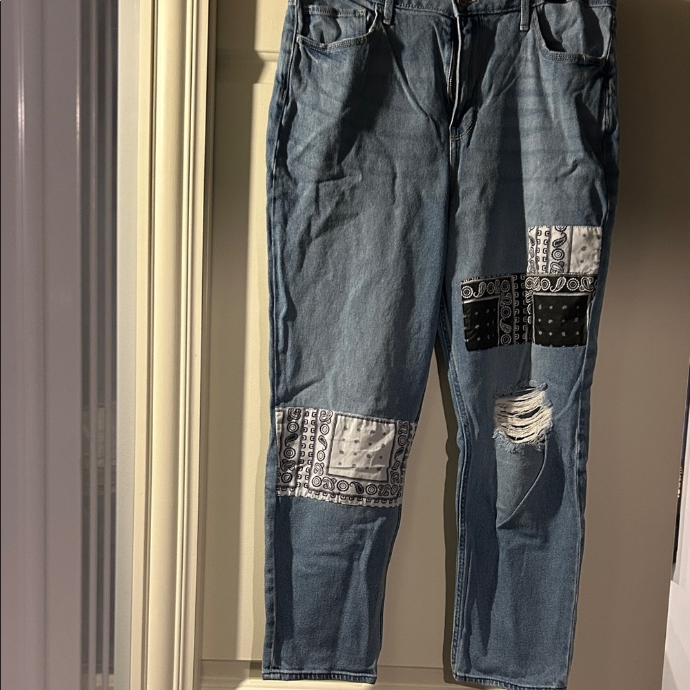Hollister Blue Patchwork Women's Relaxed Jeans